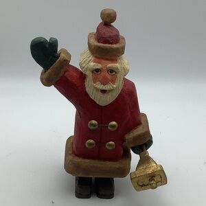 Vintage Ken Kurtz Signed and Numbered Carved Santa with Bell